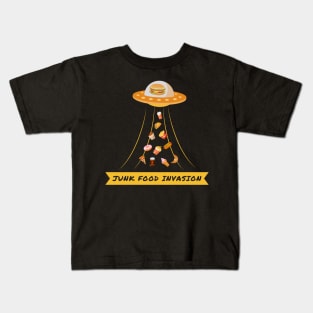 Alien Ufo Junk Food Invasion Humor And Funny Kids T-Shirt